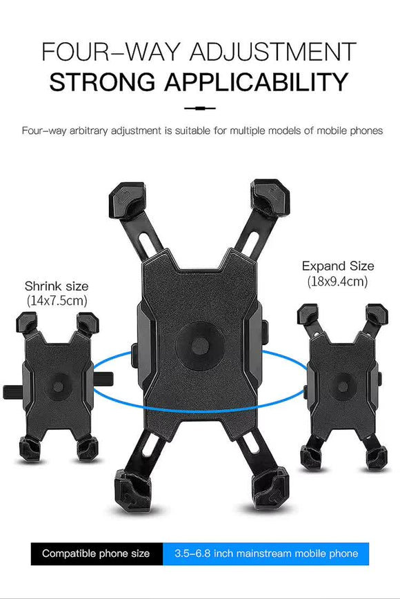 Blue and Black Secure Grip Bike Phone Mount - Adjustable 360 Rotation Bicycle Handlebar Holder, Universal Cradle for MTB & Road Cycling - RnR Galore
