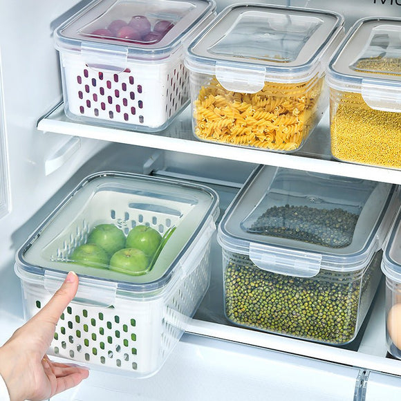Blue Food - Grade Refrigerator Storage Container Set – Ventilated, Leak - Proof & Microwave - Safe Produce Keeper for Fruits, Vegetables & Meat (3 - Piece Set) - RnR Galore