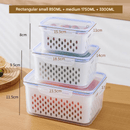 Blue Food - Grade Refrigerator Storage Container Set – Ventilated, Leak - Proof & Microwave - Safe Produce Keeper for Fruits, Vegetables & Meat (3 - Piece Set) - RnR Galore