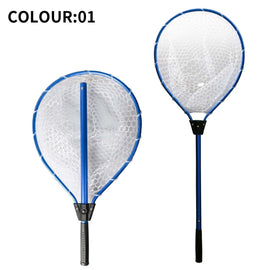 Blue High Strength Large Landing Net - Fishing Net with Long Foldable Handle and Soft Rubber Netting, Dip Net for Fishing, Ideal for Boat, Pier, River Angling - RnR Galore