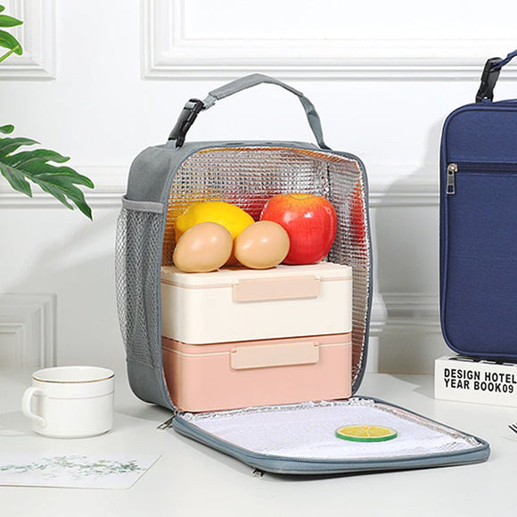 Blue Insulated Lunch Bag with Shoulder Strap - Portable & Large Capacity Thermal Bento Tote - RnR Galore