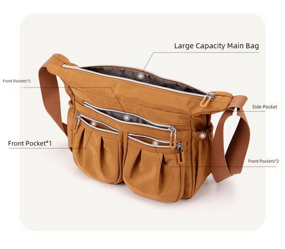 Blue Multi - Pocket Lightweight Nylon Crossbody Bag – Stylish, Functional, and Spacious Shoulder Bag for Women - RnR Galore