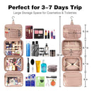 Blue Portable Large Hanging Womens' Luxury PU Leather Cosmetic Bag - Waterproof Travel Toiletry Organizer , Easy Visibility & Durable - RnR Galore