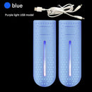 Blue Portable USB Shoe Dryer & Deodorizer - Constant Temperature Electric Boot Warmer with UV Sanitizer - RnR Galore
