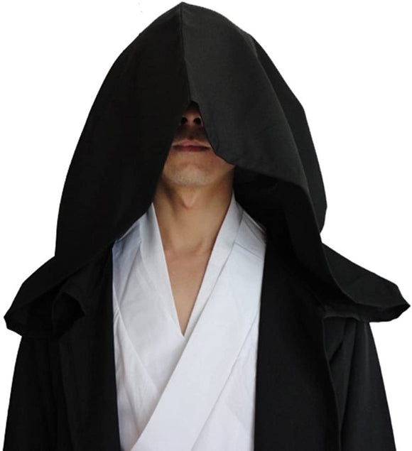 Blue Shadow Wanderer Hooded Cape - Premium Velvet Robe for Jedi, Wizard & Medieval Cosplay - RnR Galore