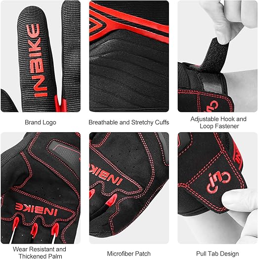 Breathable Mesh Motorcycle Gloves Touchscreen with TPR Palm Pad Hard Knuckle - Red - Large - RnR Galore