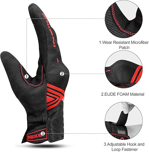 Breathable Mesh Motorcycle Gloves Touchscreen with TPR Palm Pad Hard Knuckle - Red - Small - RnR Galore