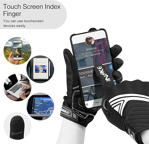 Breathable Mesh Motorcycle Gloves Touchscreen with TPR Palm Pad Hard Knuckle - White - XLarge - RnR Galore