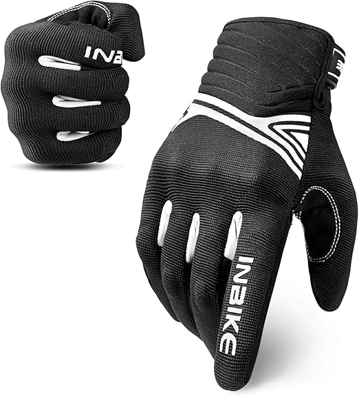 Breathable Mesh Motorcycle Gloves Touchscreen with TPR Palm Pad Hard Knuckle - White - XLarge - RnR Galore