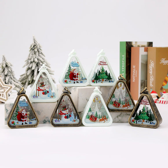 Bronze color Christmas tree Charming Christmas Scene Mini Lanterns (Set of 3) - Battery Operated LED Lights for a Cozy Holiday Glow - RnR Galore