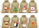 Brown Christmas Gift Drawstring Bags Set - Festive Burlap Style Pouches for Candy & Apples - Holiday Decoration - 10 Pcs - RnR Galore