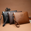 Brown Classic Men's PU Leather Clutch Bag - Slim Business Wristlet & Travel Pouch - RnR Galore