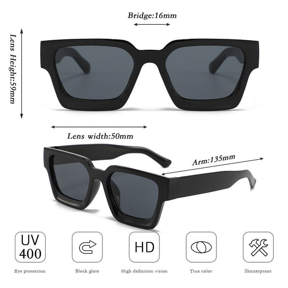 Brown Classic Square Frame Sunglasses - Unisex UV400 Protection, Lightweight & Face - Slimming Design - High Definition Vision Eyewear - RnR Galore