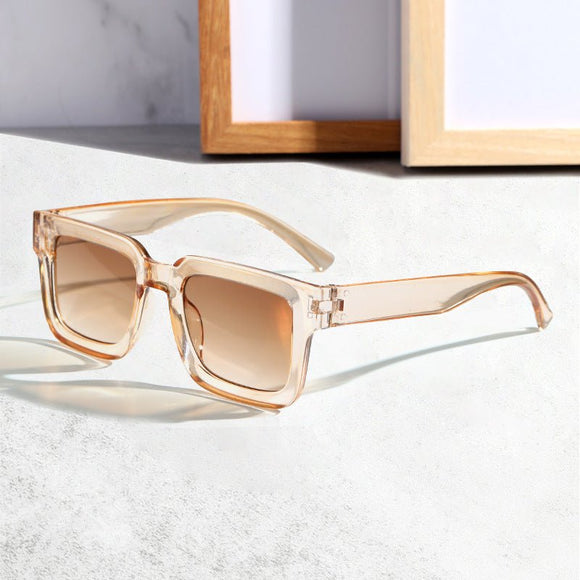 Brown Classic Square Frame Sunglasses - Unisex UV400 Protection, Lightweight & Face - Slimming Design - High Definition Vision Eyewear - RnR Galore