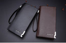 Brown Men's Business Casual Long Wallet Clutch - PU Leather Large Capacity Phone & Card Holder with Wrist Strap - RnR Galore