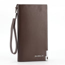 Brown Men's Business Casual Long Wallet Clutch - PU Leather Large Capacity Phone & Card Holder with Wrist Strap - RnR Galore