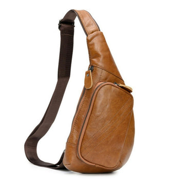 Brown Men's Leather Sling Backpack - Casual Crossbody Chest Bag - RnR Galore