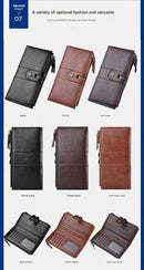 Brown Men's Vintage PU Leather Long Wallet - High Capacity Dual Zipper Clutch with Phone & Card Slots - RnR Galore