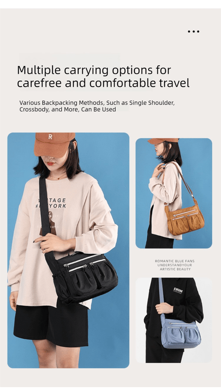 Brown Multi - Pocket Lightweight Nylon Crossbody Bag – Stylish, Functional, and Spacious Shoulder Bag for Women - RnR Galore