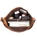 Brown Womens Soft PU Leather Hobo Bag - Large Casual Tote Handbag with Adjustable Crossbody Strap - RnR Galore