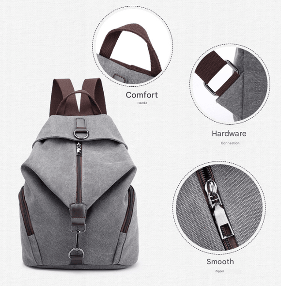Brown Women's Vintage Canvas Backpack Casual Daypack Retro College School Bag Large Capacity Rucksack for Travel Work & Daily Use - RnR Galore