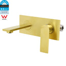 Brushed Gold Cubic Square Wall Mount Basin Mixer Laundry Tap Spout Vanity Faucet - RnR Galore