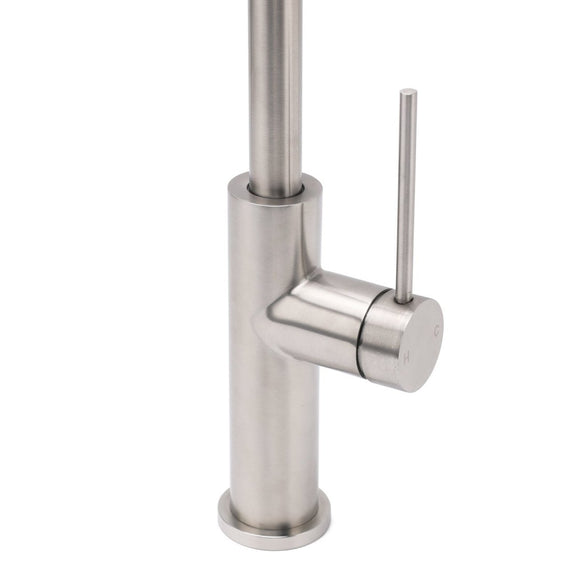 Brushed Nickel 435mm Tall Slim Round Kitchen Laundry Sink Mixer Faucet Tap Spout - RnR Galore