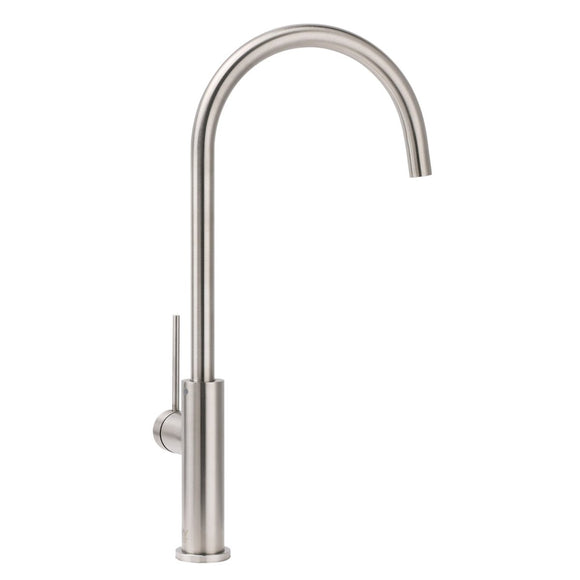 Brushed Nickel 435mm Tall Slim Round Kitchen Laundry Sink Mixer Faucet Tap Spout - RnR Galore