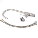 Brushed Nickel 435mm Tall Slim Round Kitchen Laundry Sink Mixer Faucet Tap Spout - RnR Galore