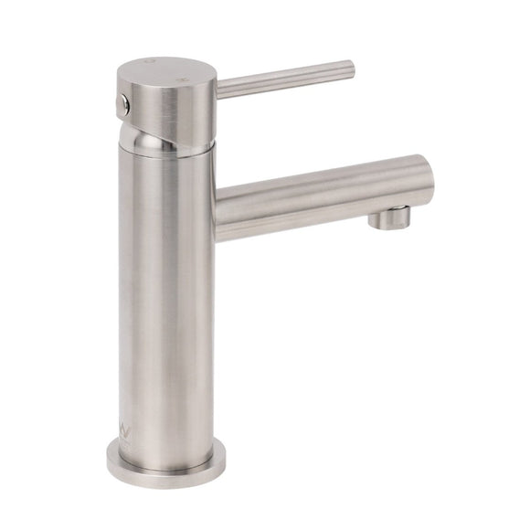 Brushed Nickel Basic Round Bathroom Basin Mixer Laundry Vanity Sink Faucet Tap - RnR Galore