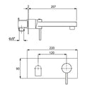 Brushed Nickel Round Wall Mounted Basin Vanity Mixer Bathtub Straight Spout Tap - RnR Galore