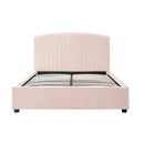 Camelia Queen Size Bed Frame Pink Velvet Upholstery High Headboard Quality Slats Metal Structure - RnR Galore