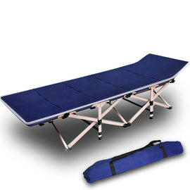 Camping Portable Stretcher Single Foldable Folding Bed Mattress Recliner Mat - navy - RnR Galore