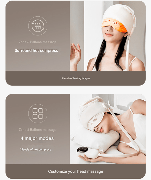 Capless Version Electric Head Massage Hat with Inflatable Airbags - 6 - Zone Scalp Therapy for Relaxation and Sleep Aid - RnR Galore