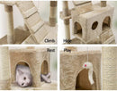 CARLA HOME 180cm Cat Tree Tower for Indoor Cats with Dual Condos, Plush Perches, Sisal Scratching Posts & Ramps for Kittens & Adult Cats (Beige) - RnR Galore
