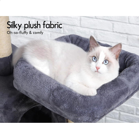 CARLA HOME 180cm Cat Tree Tower for Indoor Cats with Plush Perches, Dual Condos, Natural Sisal Scratching Posts & Ramps for Kittens & Adult Cats (Grey) - RnR Galore