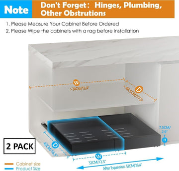CARLA HOME 2 Pack Pull Out Cabinet Organizer Expandable for Cabinets with Adjustable Slide Out Shelves and Easy Installation (Black) - RnR Galore