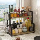 CARLA HOME 2 - Tier Wooden Kitchen Countertop Spice Rack for Storage of Condiments, Oils, Jars & Seasoning Bottles - RnR Galore