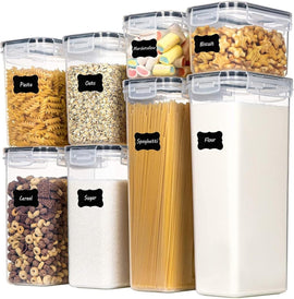 CARLA HOME 8 Piece Airtight Food Storage Containers Set with Lids & Labels for Kitchen Storage - RnR Galore