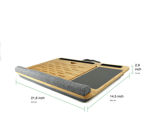 CARLA HOME Bamboo Laptop Lap Desk with Cushion and Angle Adjustable for Office and Home - RnR Galore