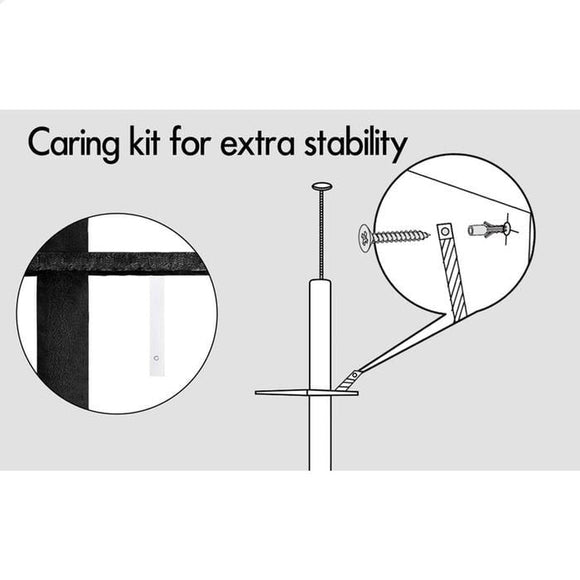 CARLA HOME Floor to Ceiling Cat Tree Tower with Adjustable Height 230 - 286cm for Indoor Cats (Grey) - RnR Galore
