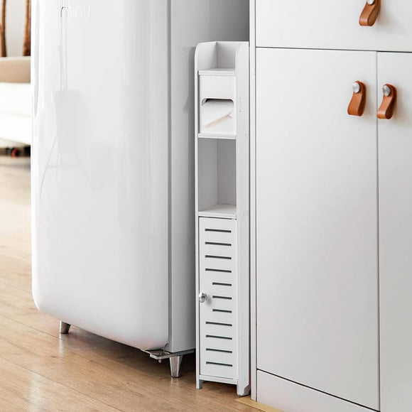 CARLA HOME Slim Bathroom Cabinet with Toilet Paper Holder for Toilet or Laundry Room - RnR Galore