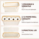 CARLA HOME Toilet Paper Storage Basket Holds Up to 12 Rolls with Bamboo Lid and Handle for RV Closet (White) - RnR Galore