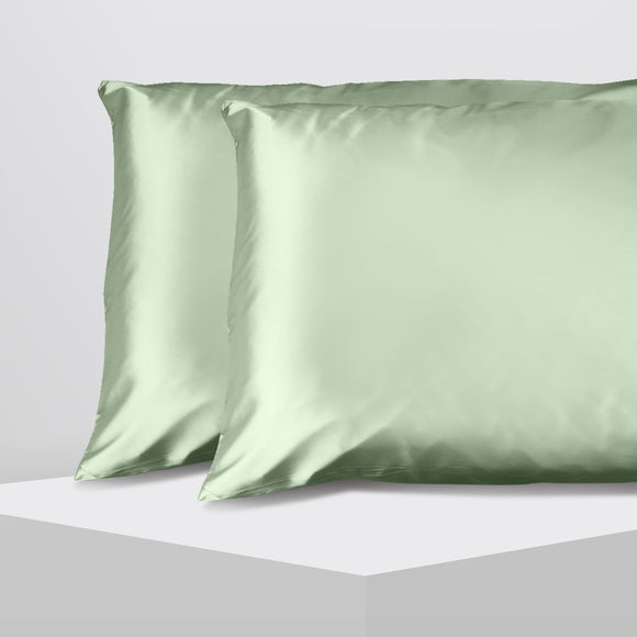 Casa Decor Luxury Satin Pillowcase Twin Pack Size With Gift Box Luxury - Sage Green - RnR Galore