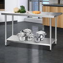 Cefito 430 Stainless Steel Kitchen Benches Work Bench Food Prep Table with Wheels 1524MM x 610MM - RnR Galore
