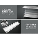Cefito 610 x 1829mm Commercial Stainless Steel Kitchen Bench - RnR Galore