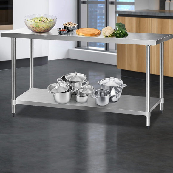 Cefito 610 x 1829mm Commercial Stainless Steel Kitchen Bench - RnR Galore