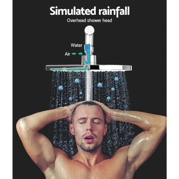 Cefito 9'' Rain Shower Head Set Handheld Round High Pressure Twins Tap�Chrome - RnR Galore