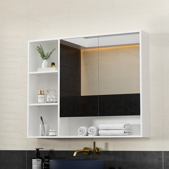 Cefito Bathroom Mirror Cabinet 100CM Vanity Medicine Wall Mounted Storage White - RnR Galore