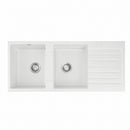 Cefito Kitchen Sink 116x50cm Granite Stone Sink Double Bowl White - RnR Galore